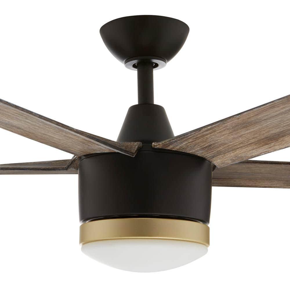 Home Decorators Collection Merwry 56 in Integrated LED IndoorOutdoor Matte Black Ceiling Fan with Light Kit and Remote Control