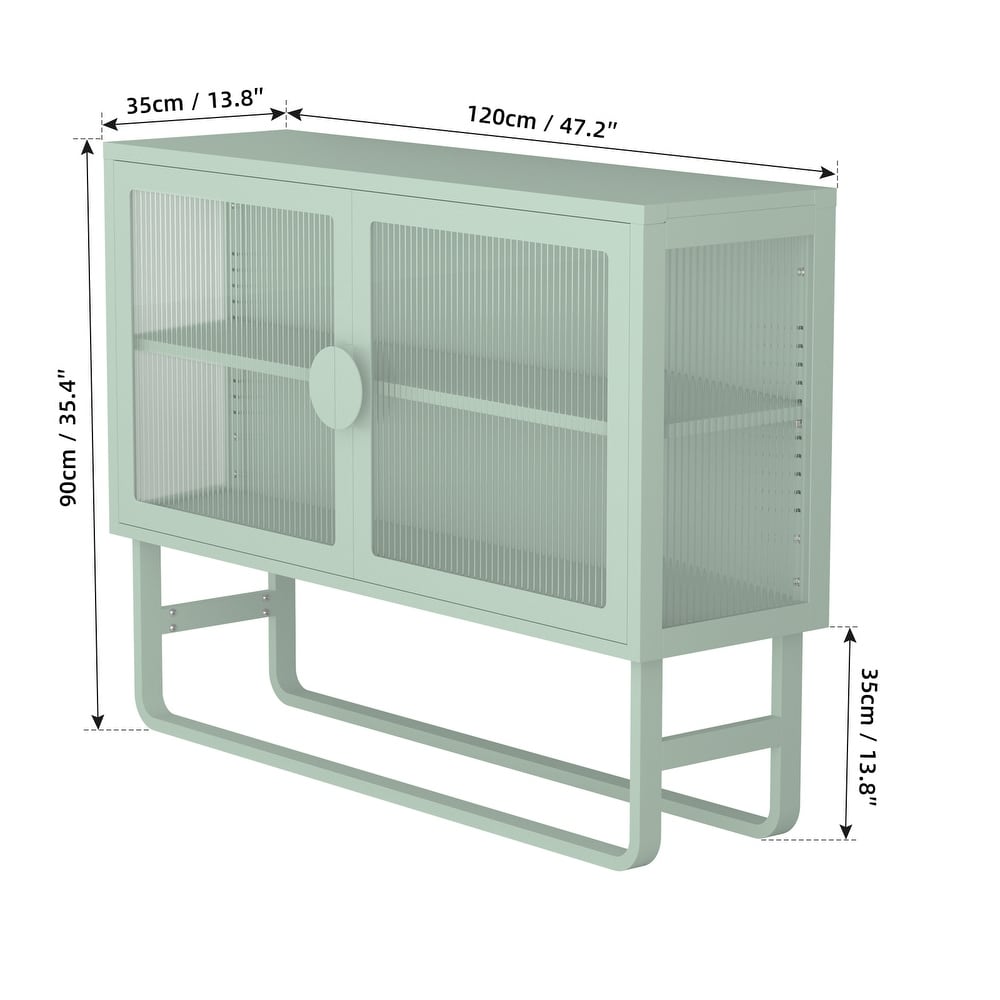 Storage Cabinet with 2 Glass Doors and Shelf