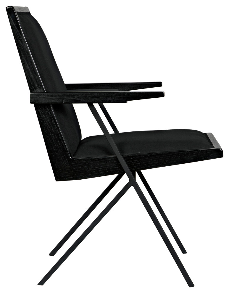 Henderson Dining Chair  Black Charcoal  Black Cotton Fabric  34 quotH   Midcentury   Dining Chairs   by Noir  Houzz