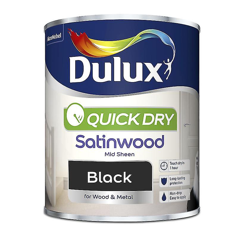 Dulux - Quick Dry Satinwood Paint 750ml Black