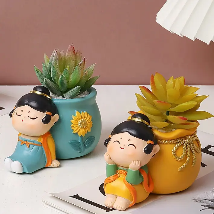 Popular Items Personality Creative Decorations Ladies Resin Craft Figurines Miniature Ornament Home Ornaments Vaso Flower Pot