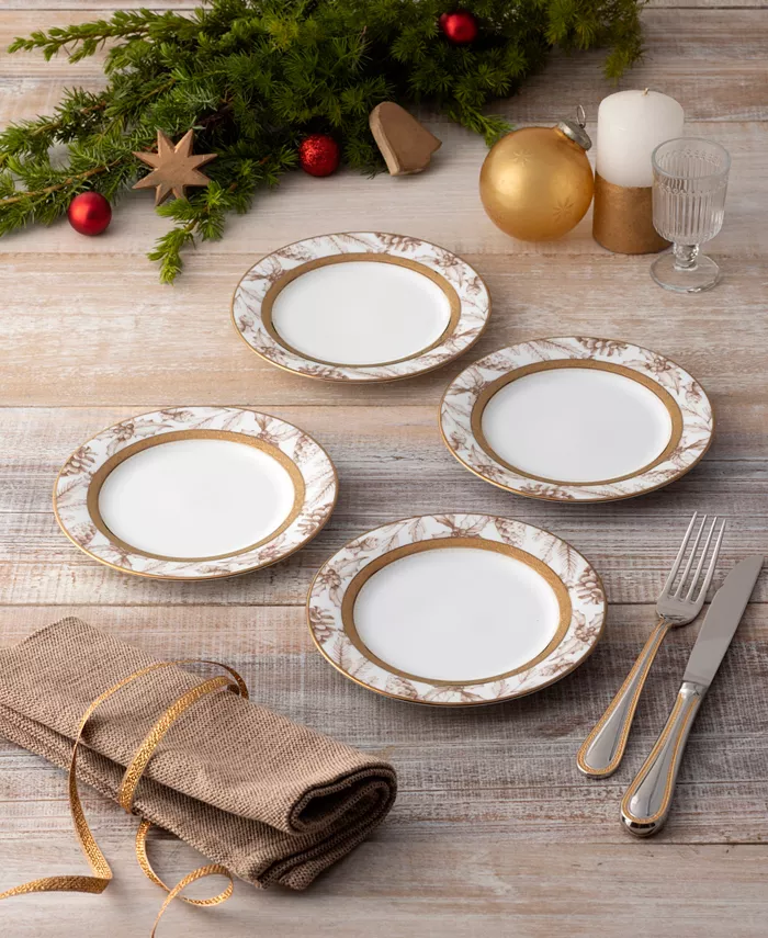 Noritake Charlotta Gold Set of 4 Holiday Harvest Appetizer Plates 6-1 4