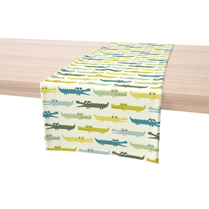 Table Runner， 100% Cotton， 16x72， Funny Gators