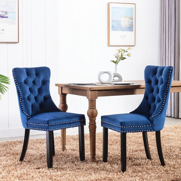 Collection Modern Style Velvet Upholstered Foam Filled Dining Chairs with Solid Wood Legs Suitable for Dining Room or Kitchen