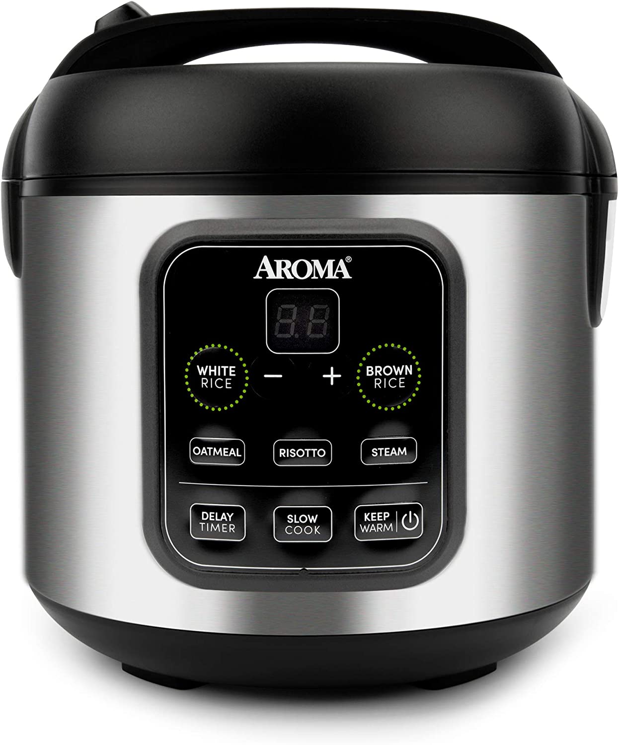 Aroma Housewares ARC-994SB Rice and Grain Cooker Slow Cook， Steam， Oatmeal， Risotto， 8-cup cooked/4-cup uncooked/2Qt， Stainless Steel