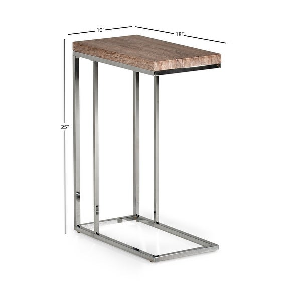 Lennox Chrome and Faux Wood Chairside Table by Greyson Living