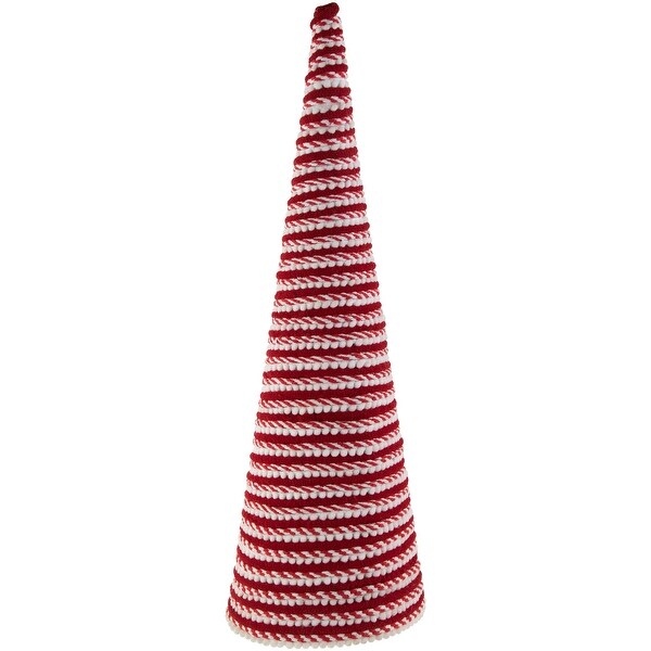 19.5 White and Red Candy Cane Swirled Christmas Cone Tree