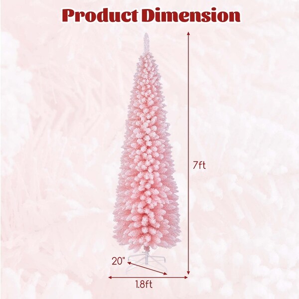 Costway 5/6/7/8 FT Artificial Pink Christmas Tree with