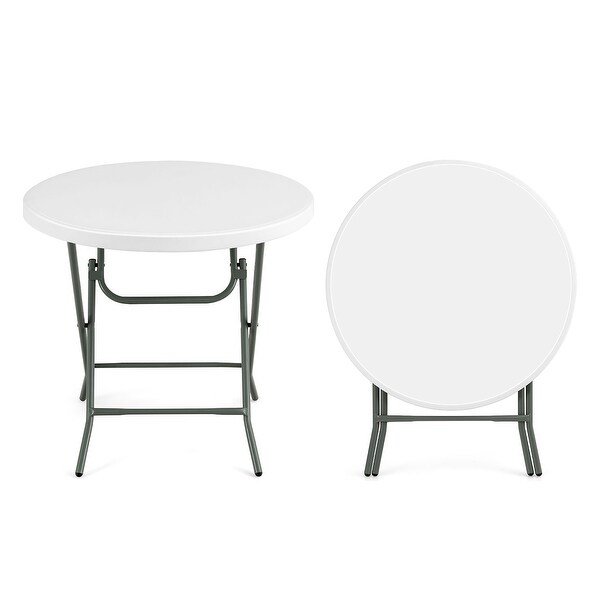 32'' Round Folding Table Portable and Lightweight Table White