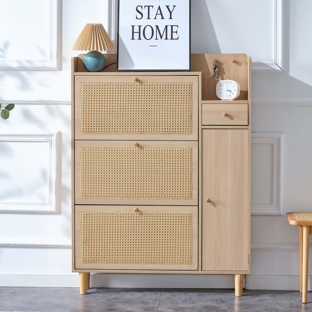 Modern rattan storage cabinet in bedroom porch living room