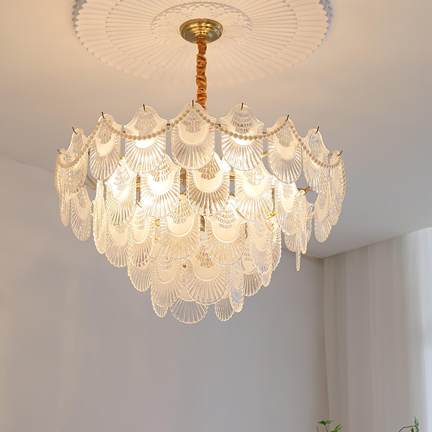 Pearl Glass Shell Chandelier