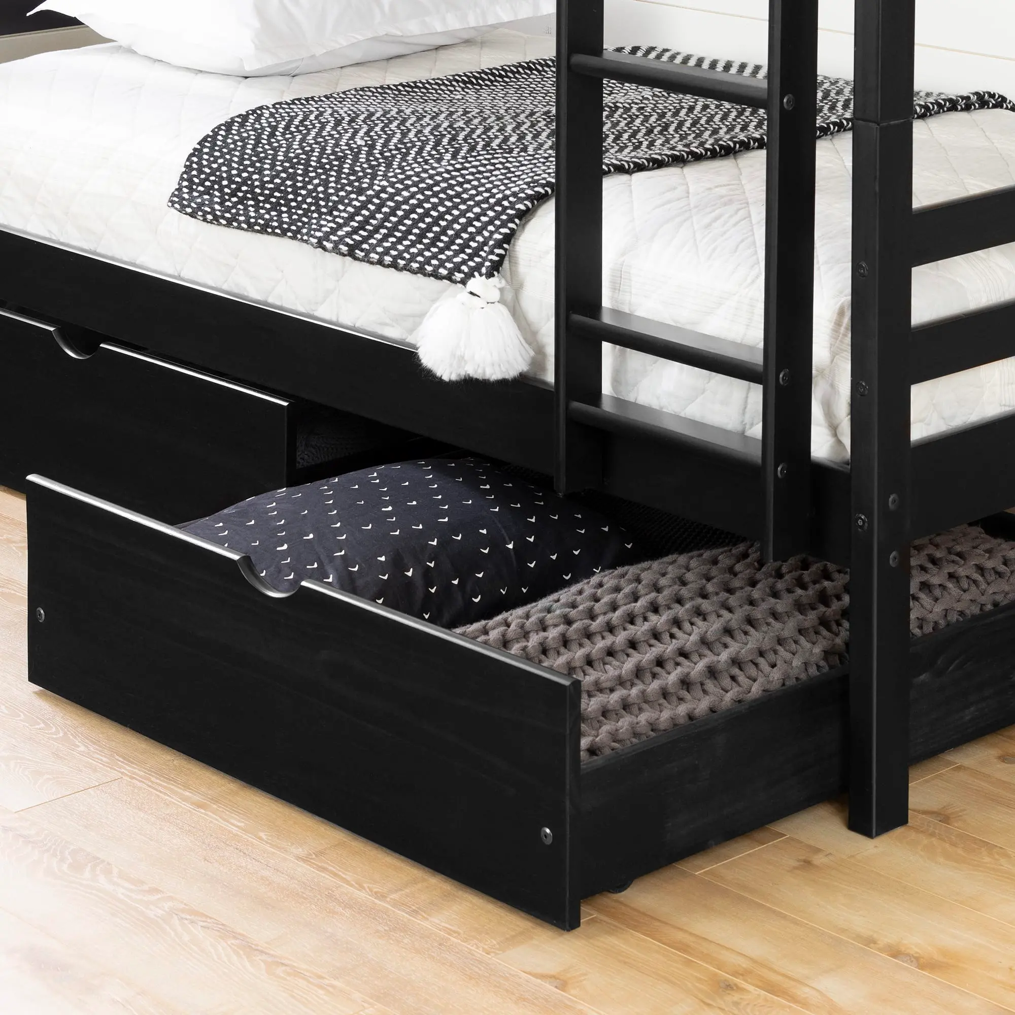 Fakto Black Twin Bunk Beds with Drawers - South Shore