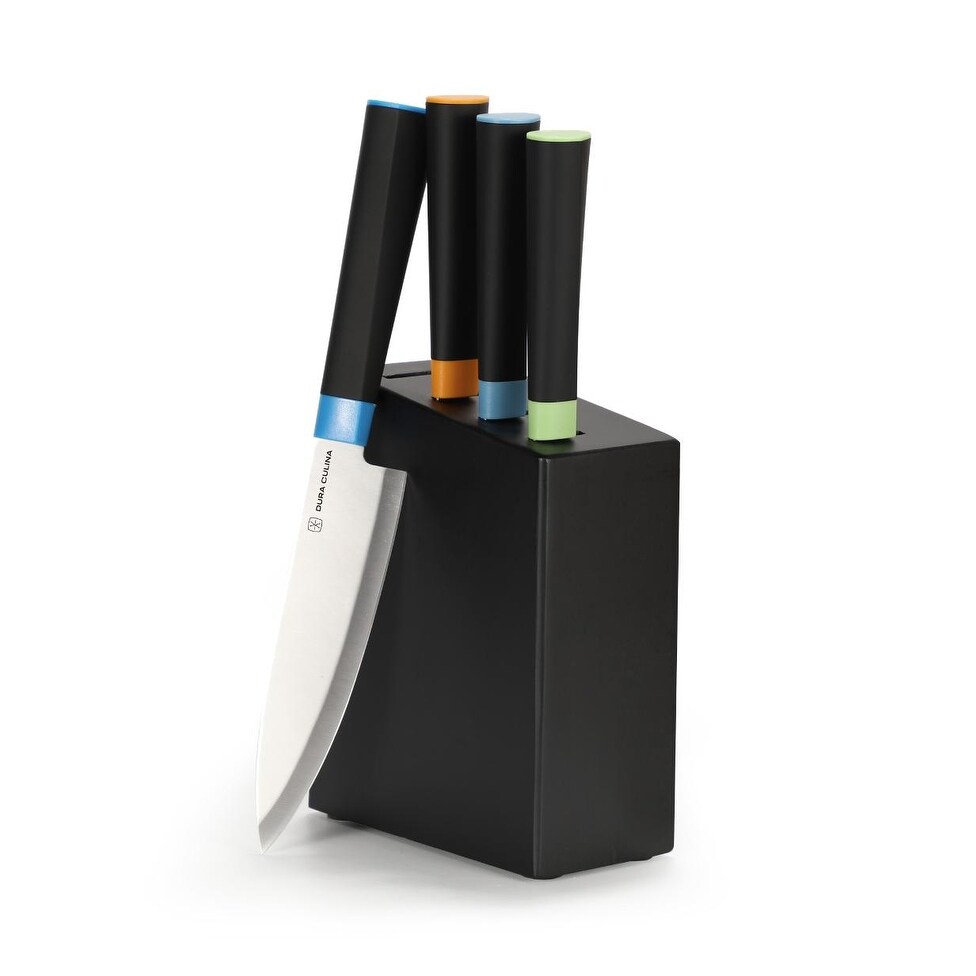 Dura Living Artistic Edge 5 Piece High Carbon Stainless Steel Kitchen Knife Block Set