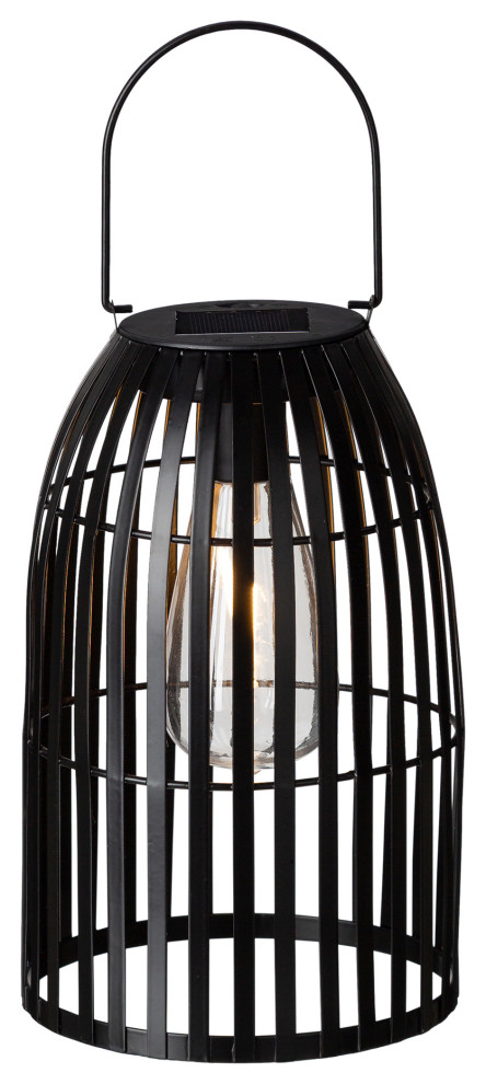 9.75 Metal Woven Black Solar Powered Outdoor Hanging Lantern   Industrial   Outdoor Hanging Lights   by Glitzhome  Houzz