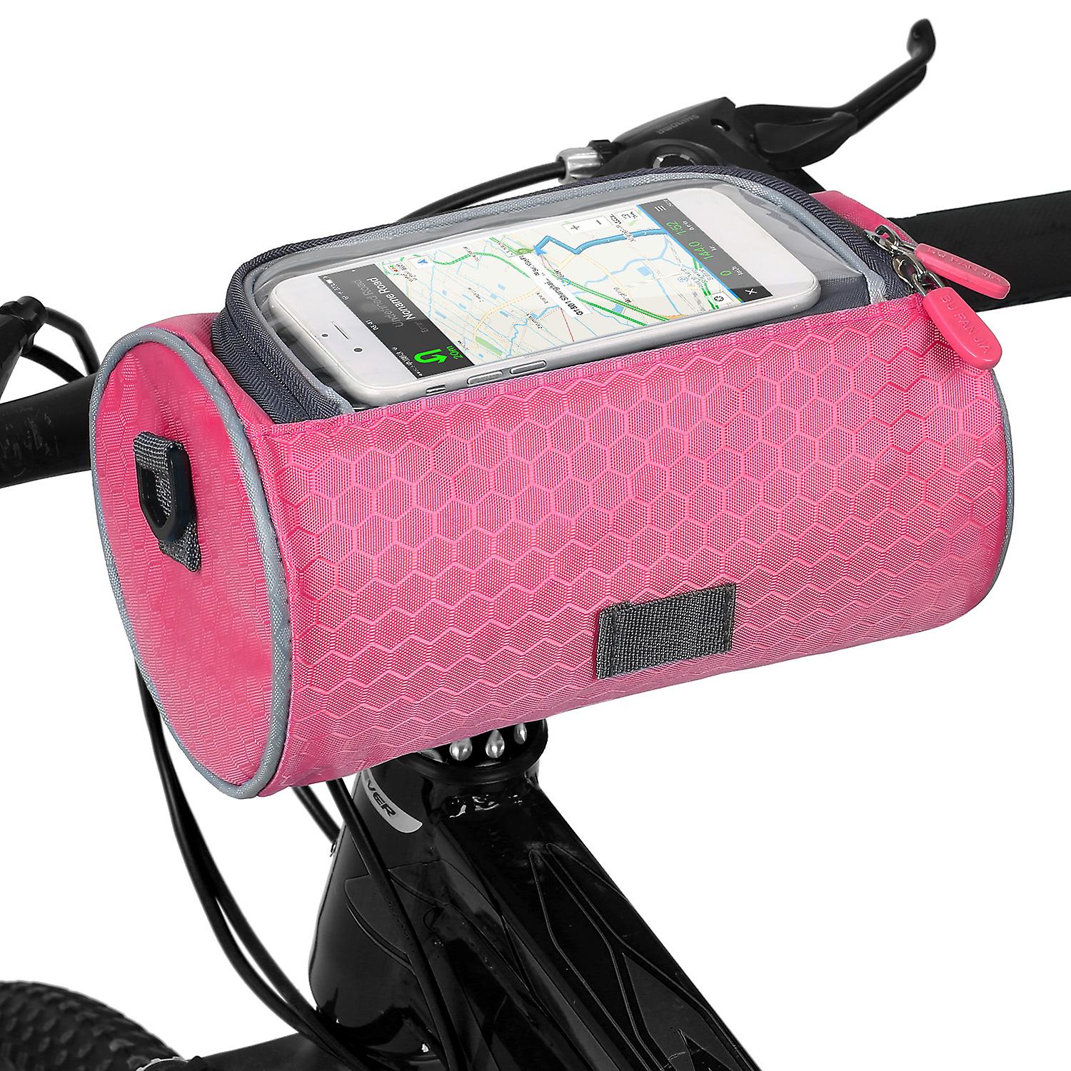 Waterproof Bike Handlebar Bag Bicycle Front Bag Touchscreen Phone Holder Bag Pack Shoulder Bag Mtb Cycling Storage Bag Pannier White