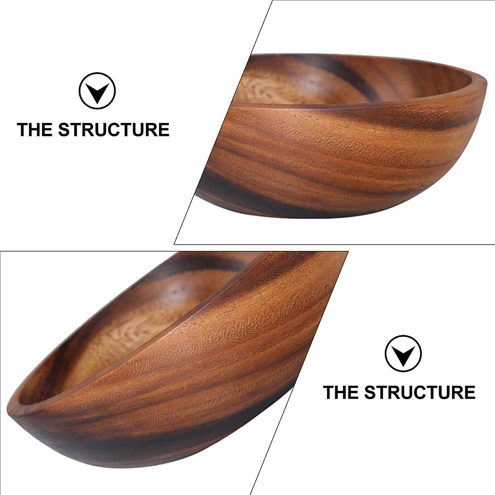 BESTONZON 1pc 14X7CM Practical Wooden Cutlery Household Basin Fruit Bowl Salad Bowl