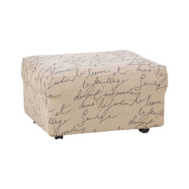 Stretch Pen Pal Ottoman Slipcover Parchment Waverly Home