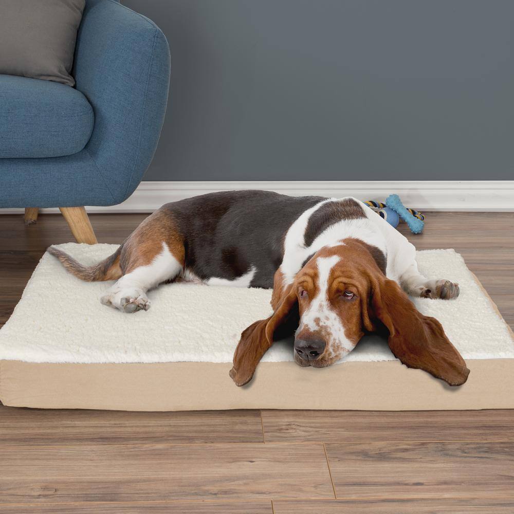 Petmaker Large Tan Orthopedic Sherpa Pet Bed M320142