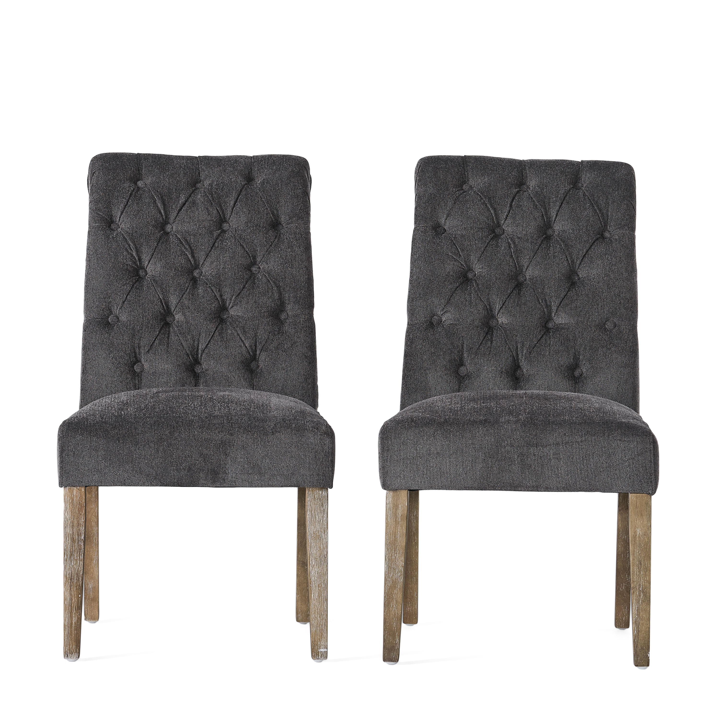 Elmerson Dark Grey Linen Dining Chair (Set of 2)