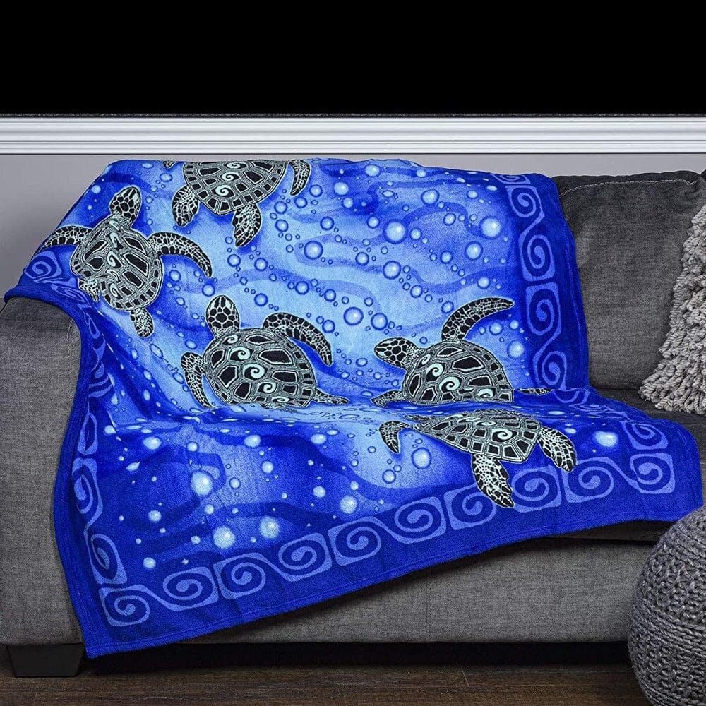 Tribal Sea Turtles Super Soft Plush Fleece Throw Blanket