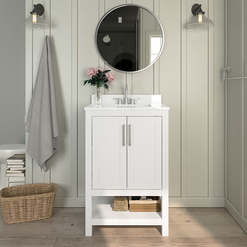 Emma and Oliver Vesta Bathroom Vanity with Undermount Sink and Open Storage Shelf