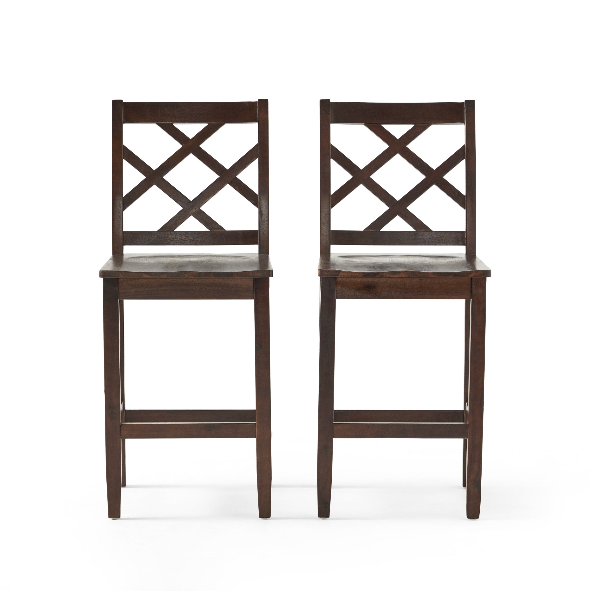 Scottsman Rustic Crossback Brown Mahogany Acacia Wood Counter Stools (Set of 2)