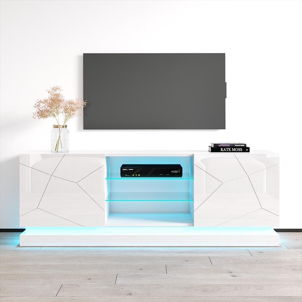 Qiu Modern Glossy White 63  OR 79 inch TV Console