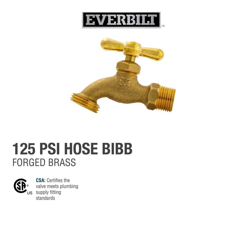 Everbilt 12 in. x 34 in. MIP x MHT Brass Hose Bibb Valve 103-003EB