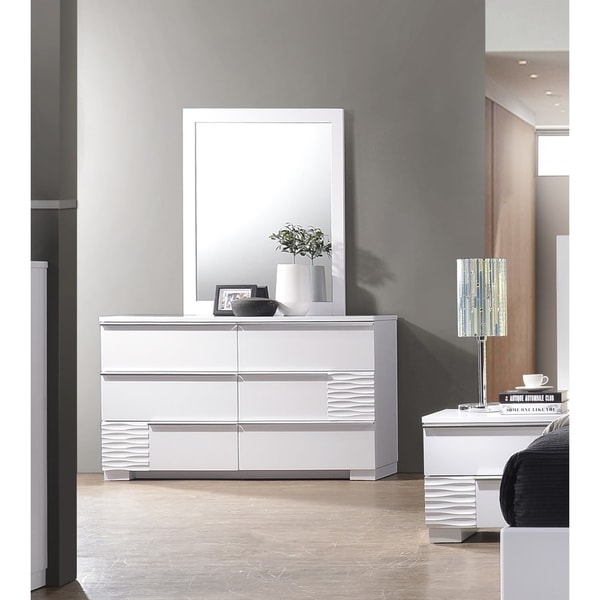 Best Master Furniture Athens White Dresser and Mirror - - 19507998