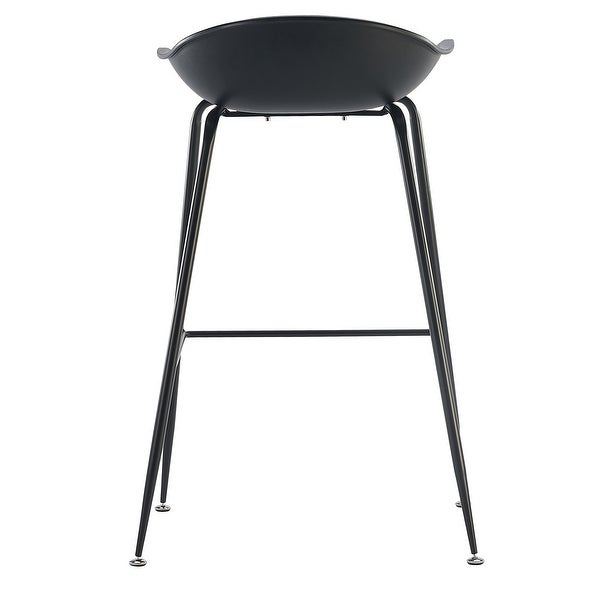 Set Of 2 25 Seat Molded Plastic Shell Counter Stools With Backs Dark Metal High Dining Chairs Kitchen