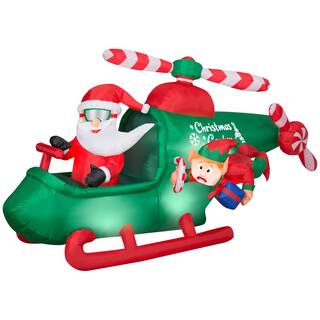 4.5 ft. Tall x 4 ft. W Christmas Inflatable Animated Airblown-Santa in Helicopter with Spinning Propellers Scene G-882497