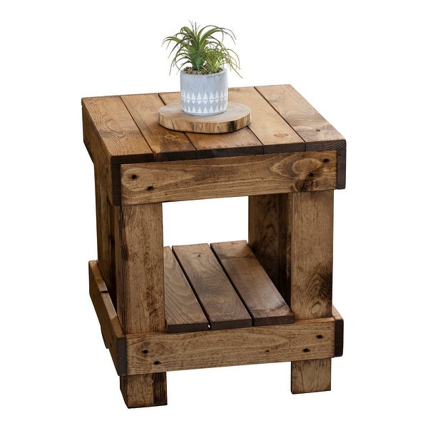 Pine Solid Wood Farmhouse End Table