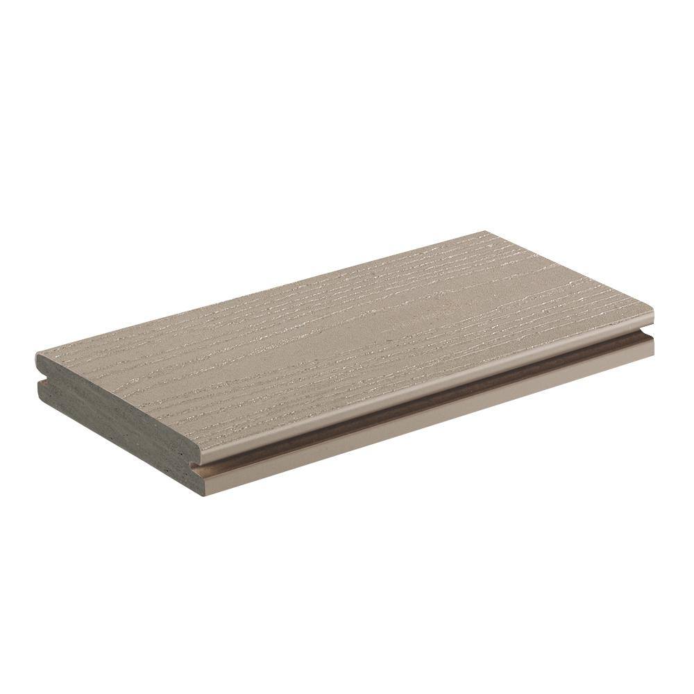 TimberTech Advanced PVC Harvest 54 in. x 6 in. x 1 ft. Square Slate Gray PVC Sample (Actual: 1 in. x 5 12 in. x 1 ft.) SAMP-AHC12SG