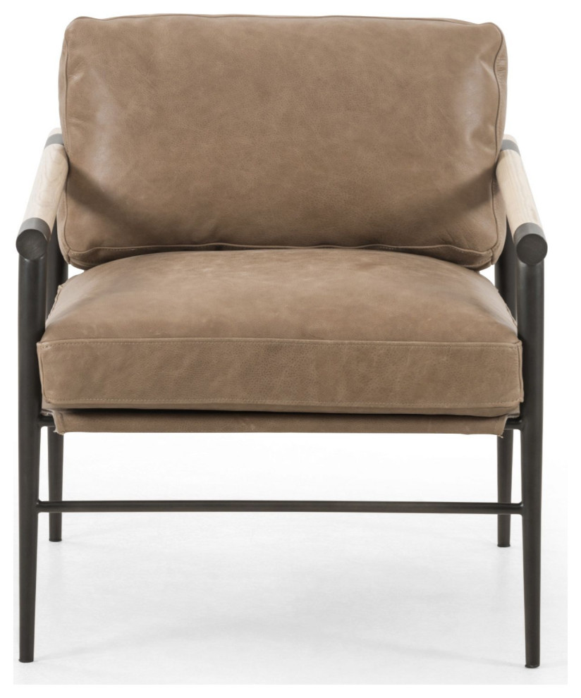 Rowen Palermo Drift Leather Chair   Midcentury   Armchairs And Accent Chairs   by Four Hands  Houzz