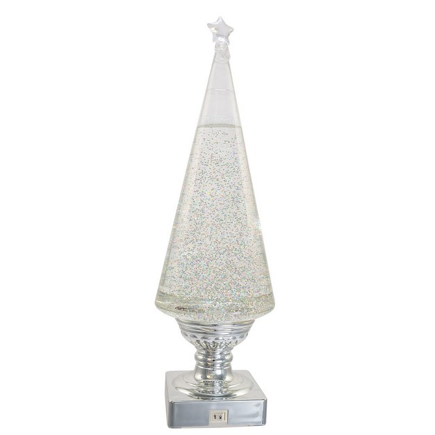 Kurt Adler 14 inch Battery operated Clear And Silver Lava Light Tree