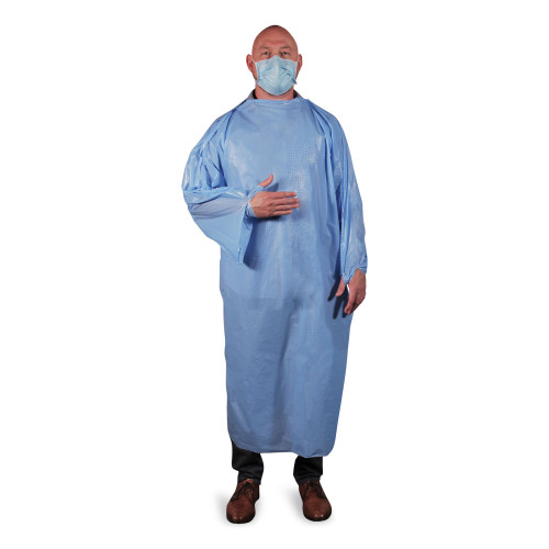 Heritage T-Style Isolation Gown， LLDPE， Large， Light Blue， 50/Carton (TGOWNLP)