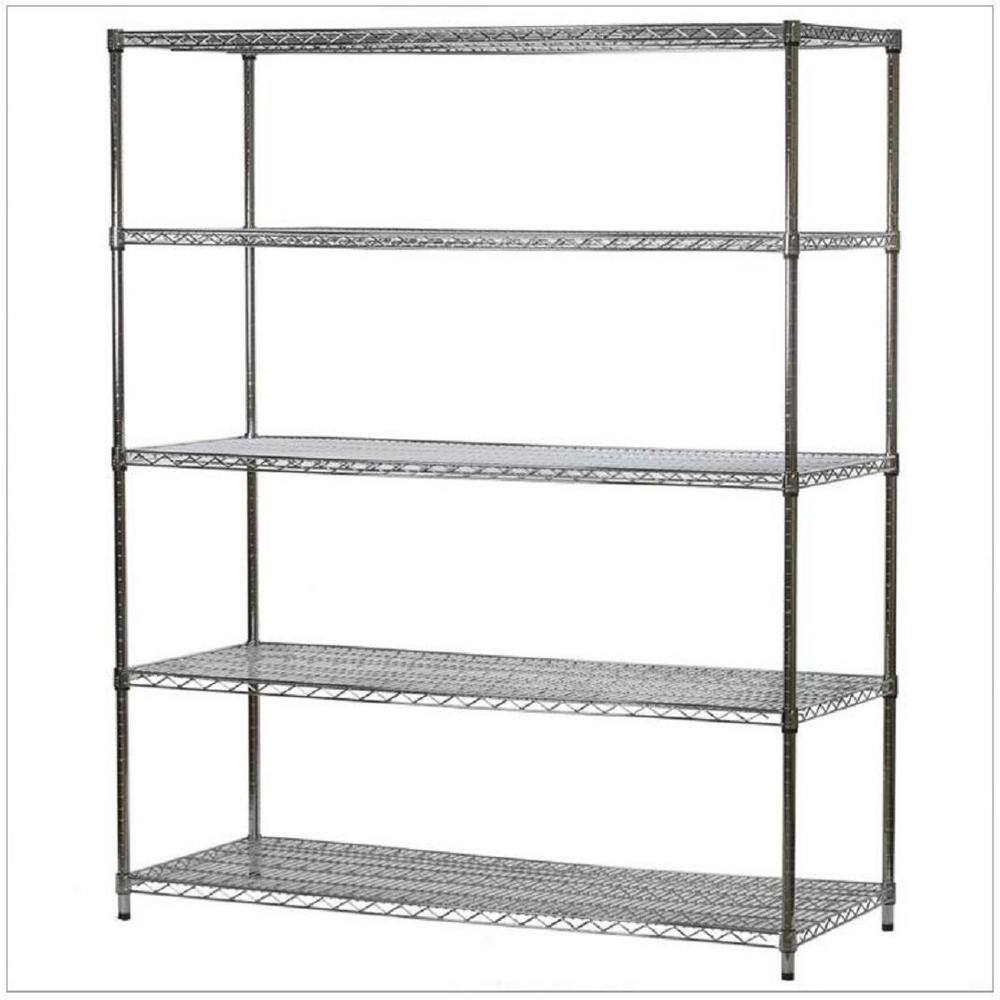 HDX 5-Tier Commercial Grade Heavy Duty Steel Wire Shelving Unit in ChromeMax (60 in. W x 72 in. H x 24 in. D) HD246072-5RCCPS