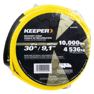 Keeper 30 ft. x 4 in. x 20000 lbs. Vehicle Recovery Strap with Protected Loops 02942