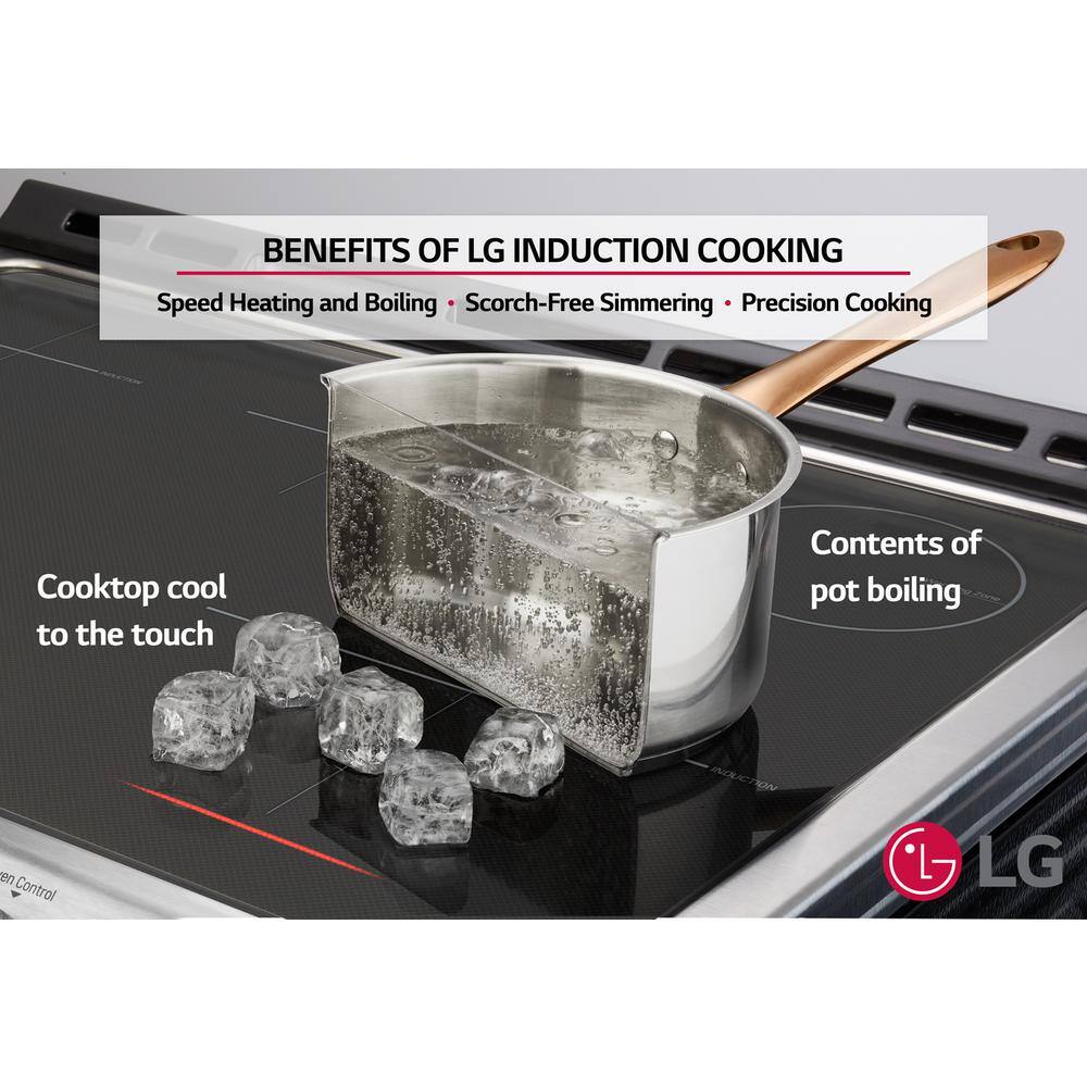 LG 6.3 cu. ft. Smart Slide-In Electric Range with ProBake Convection Induction  Self-Clean in Black Stainless Steel LSE4616BD