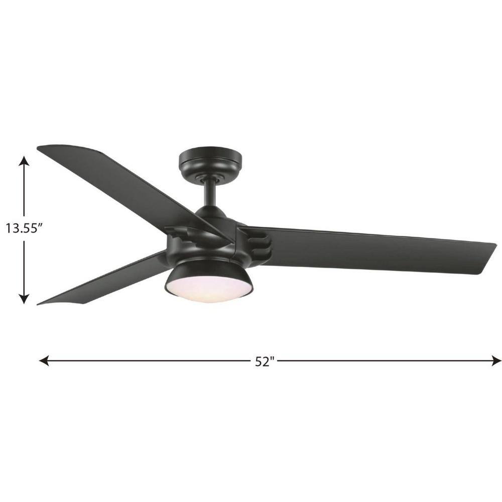 Progress Lighting Edwidge 52 in. 3-Blade LED Black DC Motor Contemporary Ceiling Fan with Light P250062-031-30