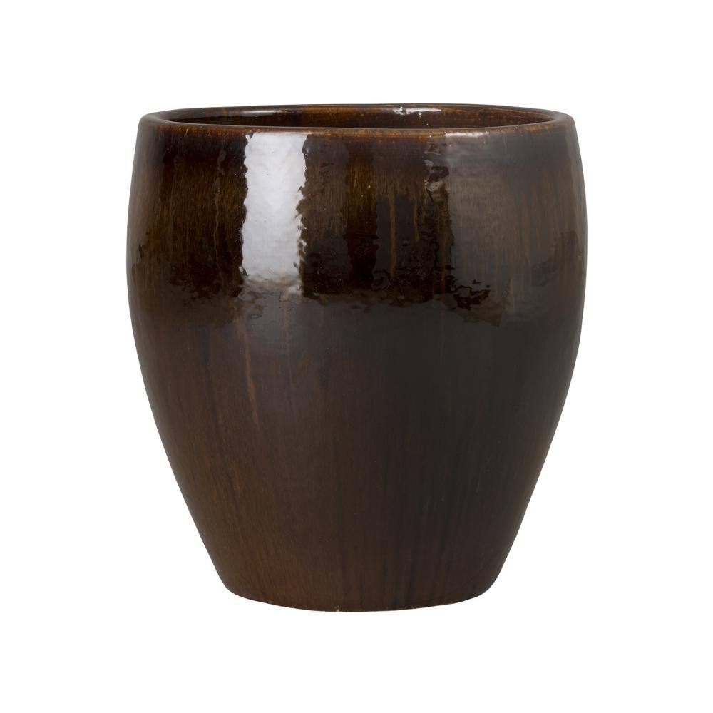 Emissary 18.5 in. L x 19 in. H Java Ceramic Round Planter with High-fire treatment 09764JV-3