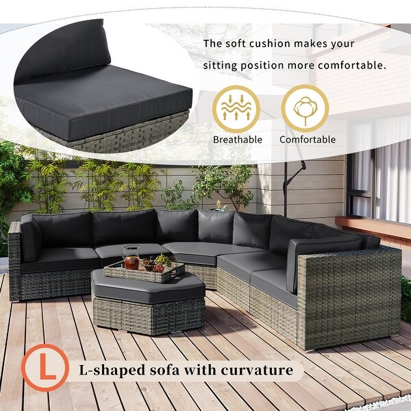 6Piece Rattan Patio Conversation Set