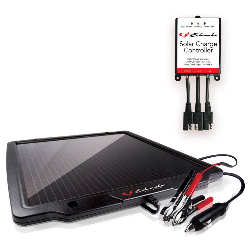 Schumacher Electric Schumacher Automotive 4.8-Watt Solar Battery Maintainer and 100-Watt Solar Charge Controller Bundle SP-400SPC-7A