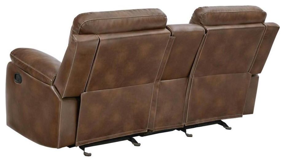 Damiano Button Tufted Glider Loveseat Tri Tone Brown   Contemporary   Loveseats   by Simple Relax  Houzz