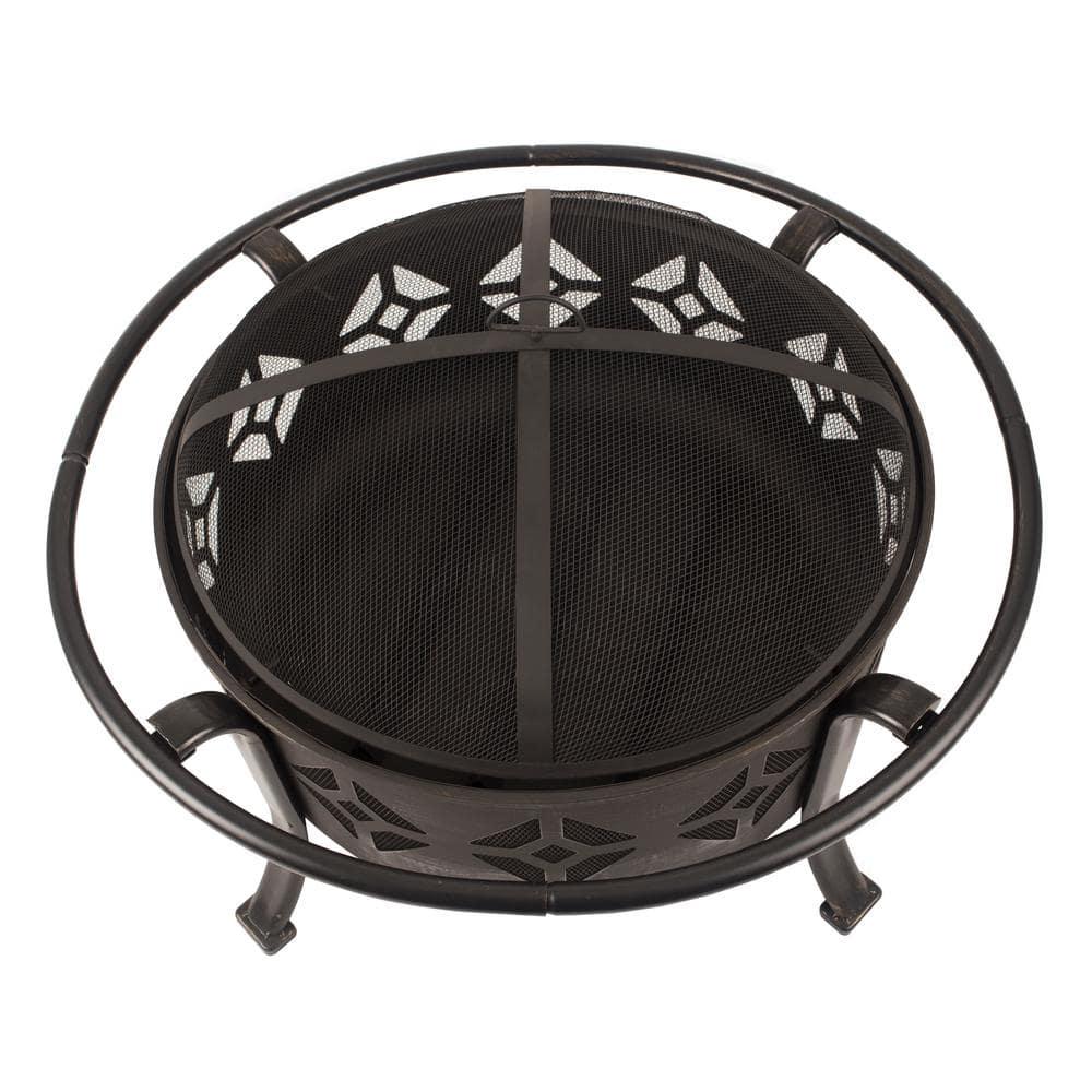 Pleasant Hearth Sunderland Deep Bowl 36 in x 23 in Square Steel Wood Fire Pit in Bronze