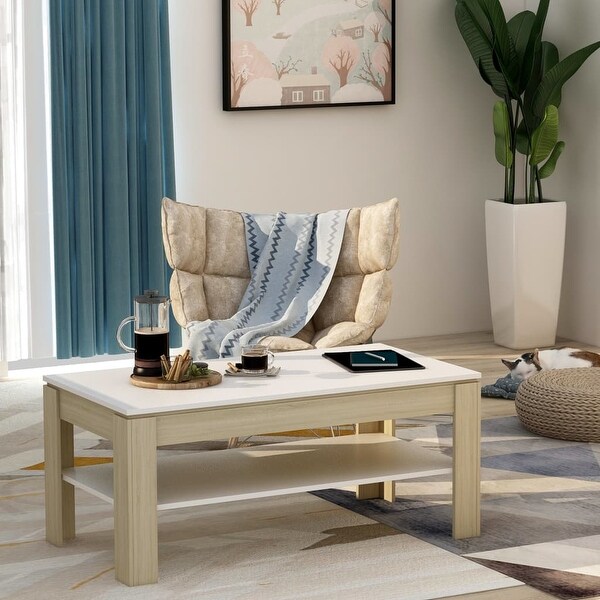 Coffee Table White and Sonoma Oak 43.3