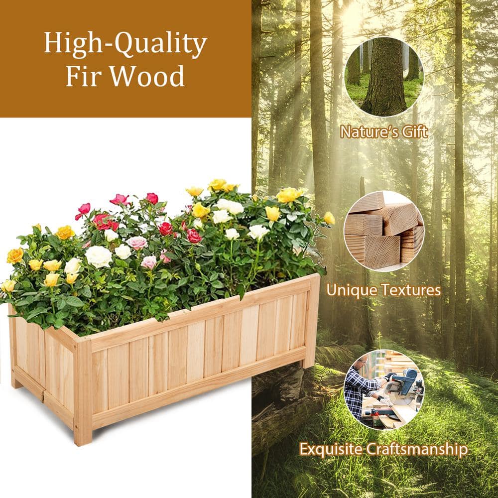 HONEY JOY 27.5 in. L x 12 in. W x 10 in. H Outdoor Wood Planter Raised Garden Bed Elevated Planter Box Kit TOPB005661