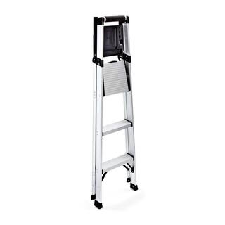 Rubbermaid 3-Step Aluminum Step Stool with Project Tray 250 lb. Load Capacity Type I Duty Rating RMA-3XST-COM