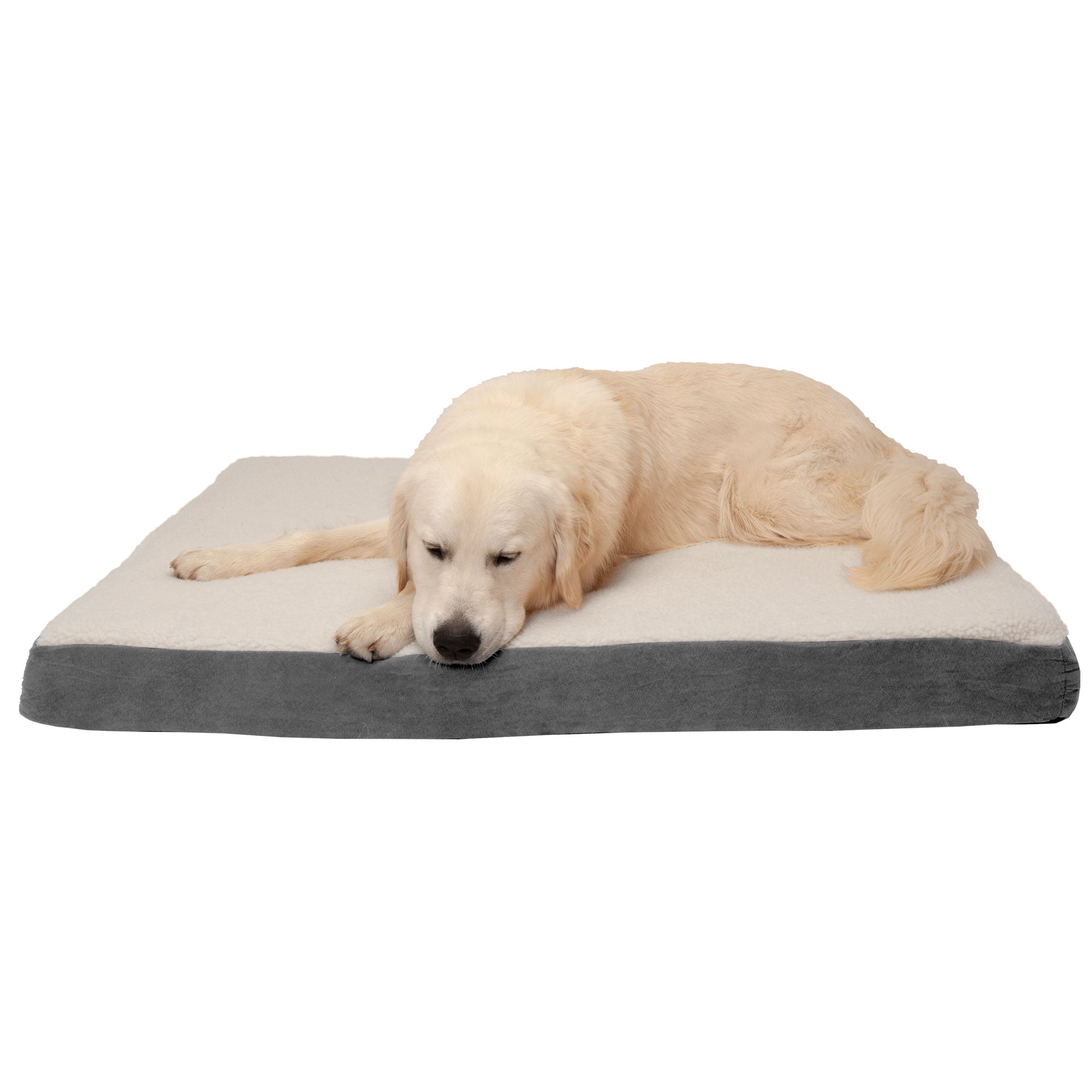 FurHaven Pet Products Faux Sheepskin and Suede Deluxe Orthopedic Dog Bed - Gray， Jumbo