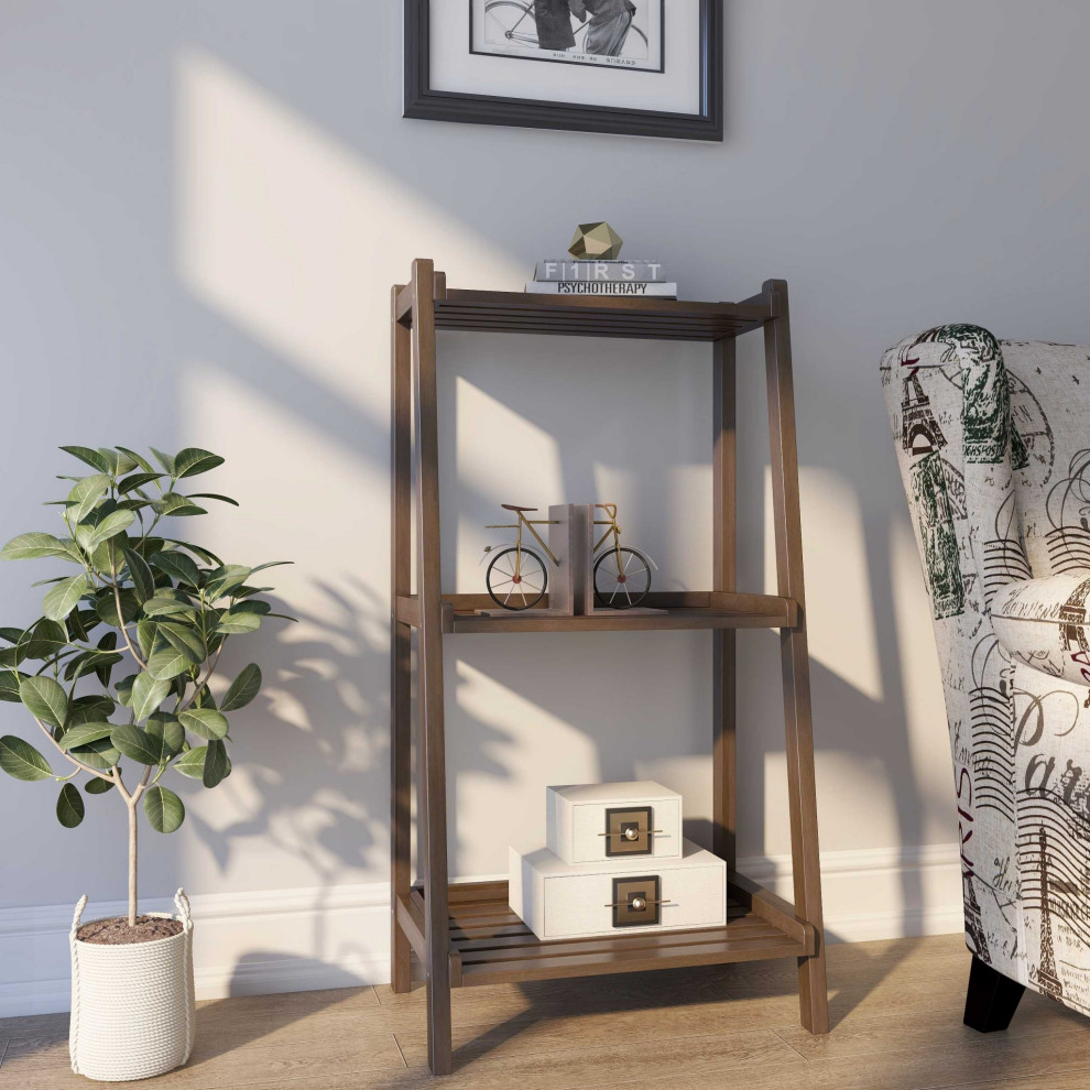 HomeRoots 42 quotBookcase With 3 Shelves  Espresso   Transitional   Bookcases   by UStradeENT LLC  Houzz